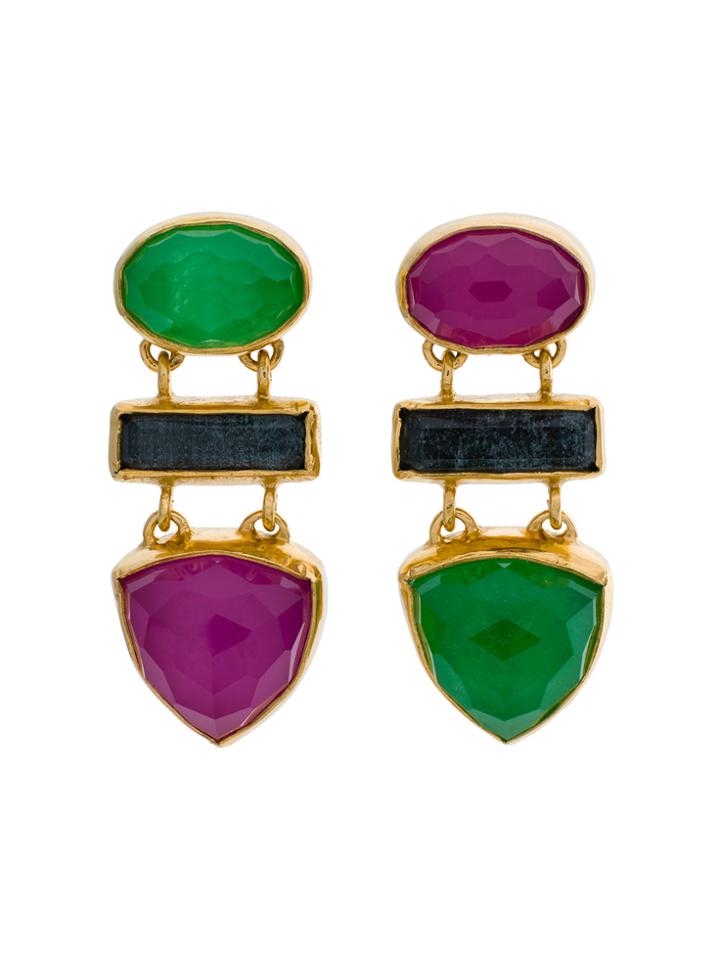 Katerina Makriyianni Gemstone Drop Earrings - Multicolour