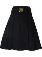 Michael Michael Kors Buckled Skirt, Women's, Size: 6, Blue, Cotton/spandex/elastane