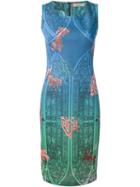 Piccione. Piccione Gothic Archway Reef Print Fitted Midi Dress