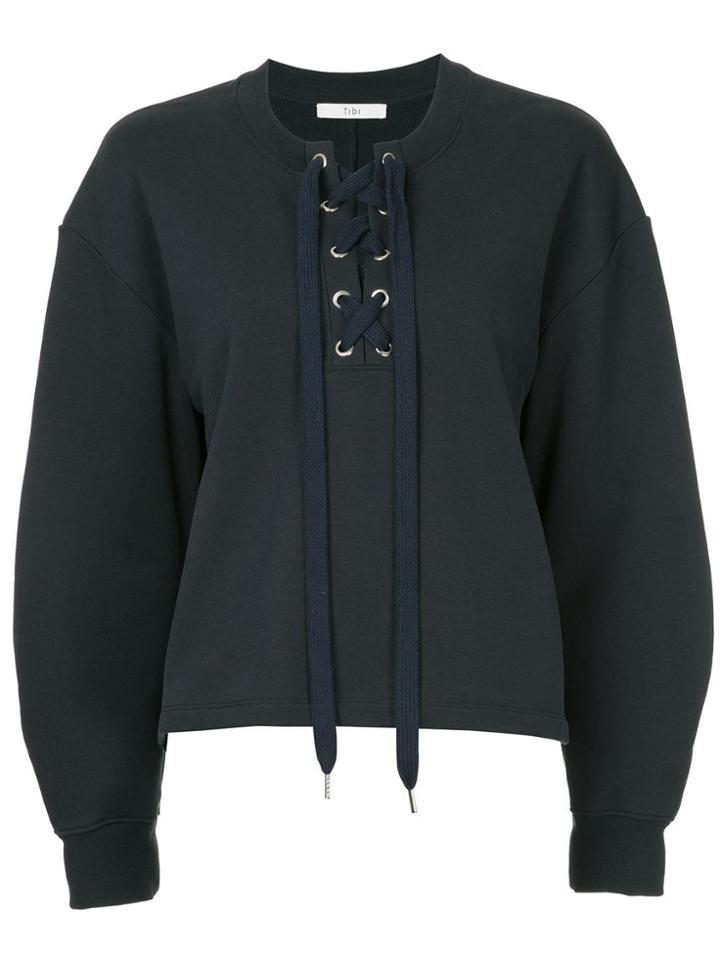 Tibi Tie Neck Sweatshirt - Blue