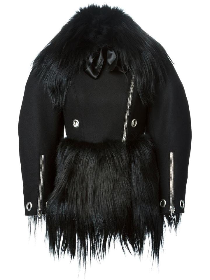 Alexander Mcqueen Goat Fur Panelled Biker Jacket