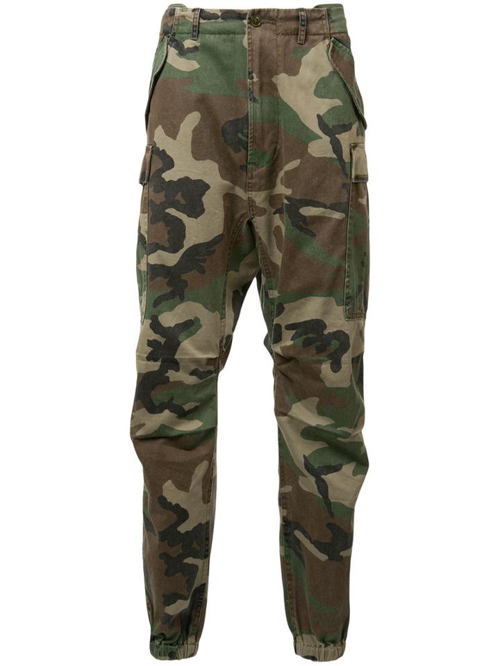 R13 Camouflage Cropped Trousers, Men's, Size: 30, Green, Cotton