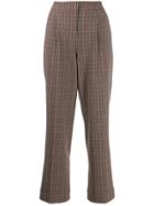 Essentiel Antwerp Checked Cropped Trousers - Brown