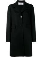 Valentino Single Breasted Coat, Women's, Size: 44, Black, Polyamide/spandex/elastane/angora/virgin Wool