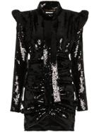Saint Laurent Sequin Embellished Lavallière Minidress - Black