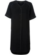 Rag & Bone V-neck Shirt Dress, Women's, Size: Small, Black, Polyester/triacetate/rayon/cotton