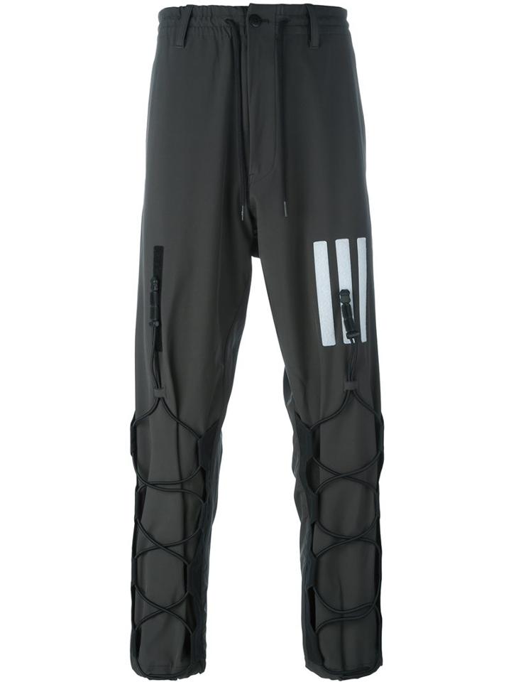 Y-3 Drawstring Detail Trousers, Men's, Size: Small, Grey, Polyester/spandex/elastane
