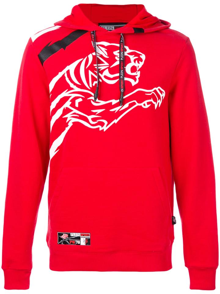 Plein Sport Logo Print Hoodie - Red