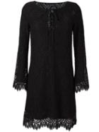 Ermanno Scervino V-neck String Shift Dress, Women's, Size: 42, Black, Cotton/polyamide/viscose