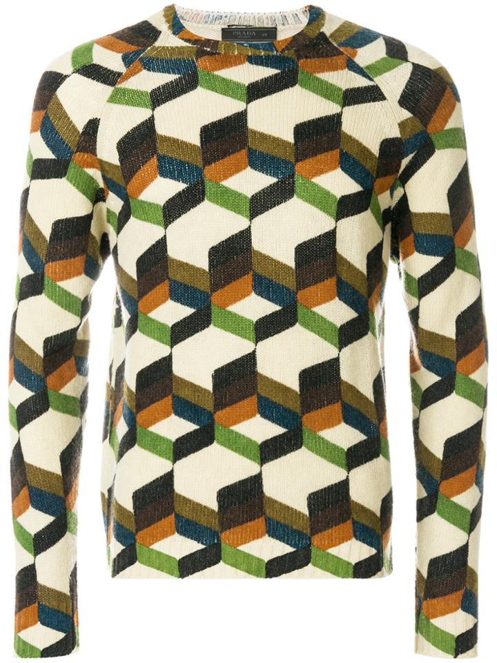 Prada Geometric Pattern Jumper - Nude & Neutrals