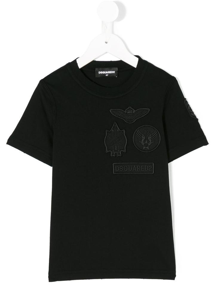 Dsquared2 Kids - Badges T-shirt - Kids - Cotton - 4 Yrs, Black