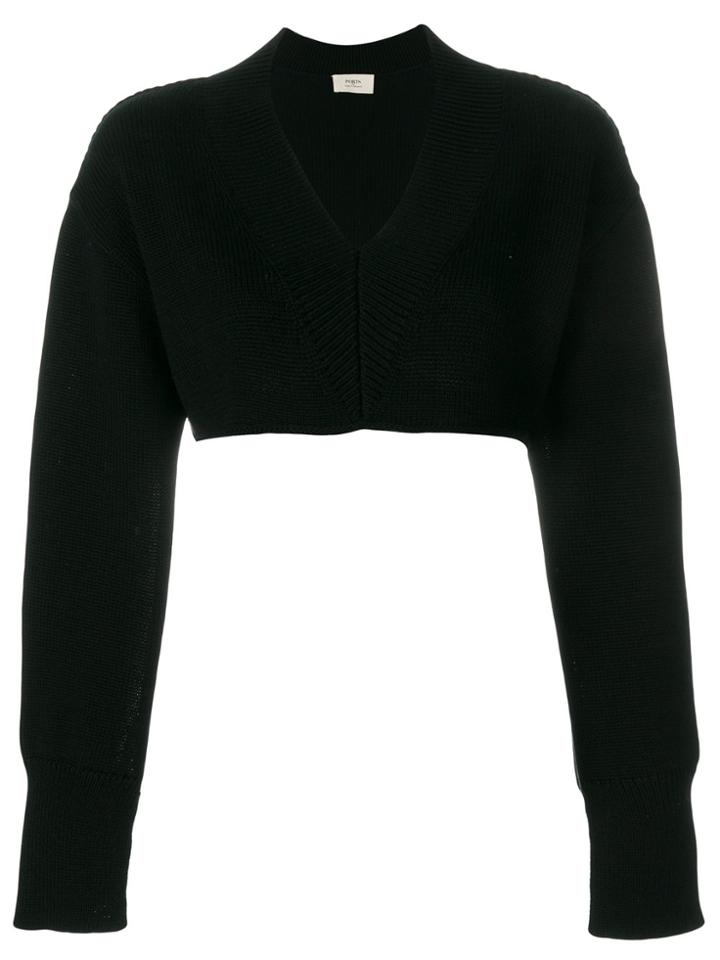 Ports 1961 Slit-detailed Cropped Jumper - Black