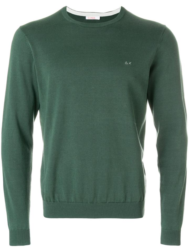 Sun 68 Elbow Patch Detail Sweatshirt - Green
