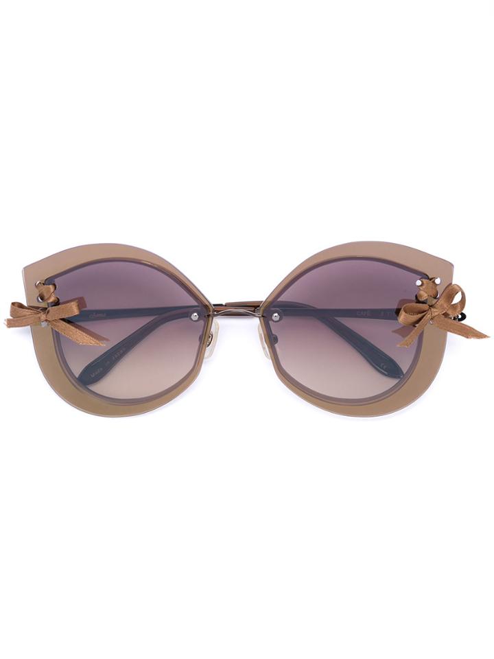 Sama Eyewear Loree Rodkin Flirt Sunglasses - Brown