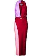 Fausto Puglisi Satin Plunging-neckline Dress - Red