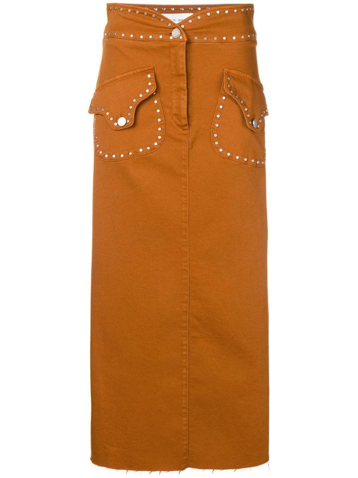 Alberta Ferretti Studded High Rise Skirt - Brown
