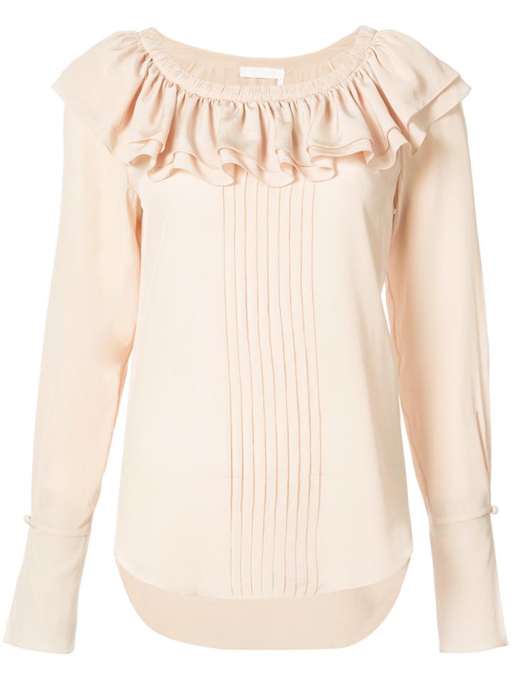 Chloé Ruffle Collar Blouse - Nude & Neutrals