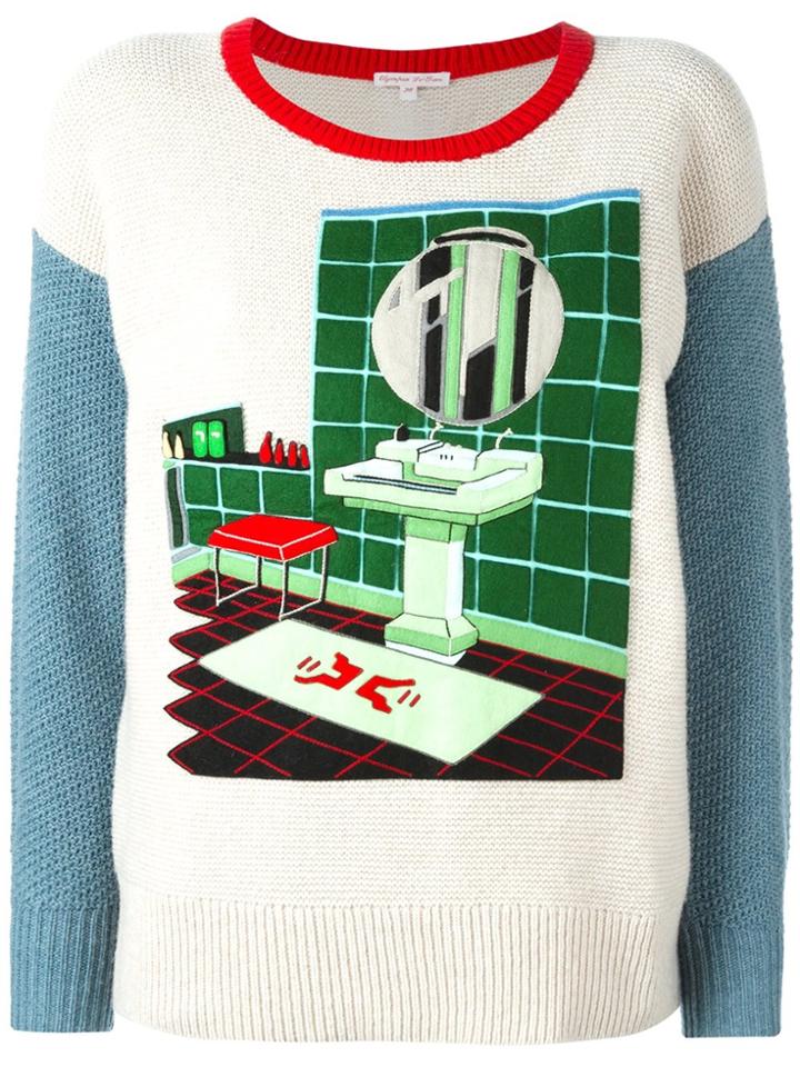 Olympia Le-tan Felt Bathroom Patch Jumper - Nude & Neutrals