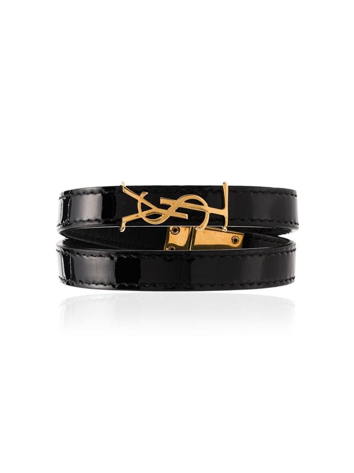Saint Laurent Patent Logo Bracelet - Black