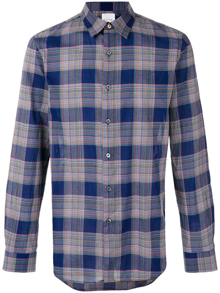 Paul Smith Plaid Shirt, Men's, Size: Medium, Blue, Cotton