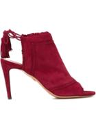 Aquazzura Peep Toe Booties, Women's, Size: 36, Red, Suede/leather