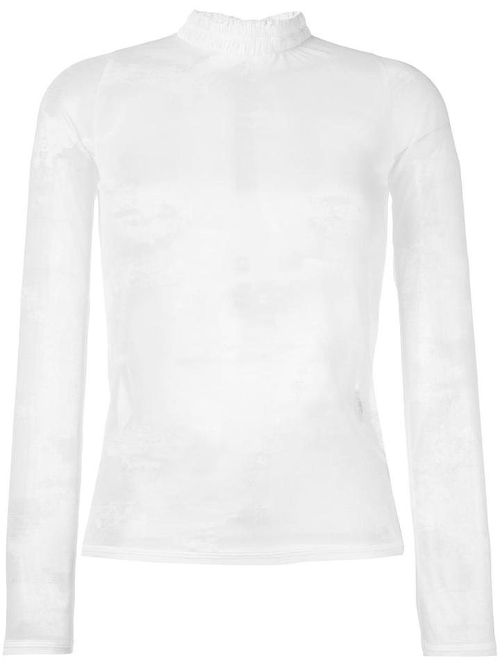 Each X Other High Neck Sheer Blouse, Women's, Size: Small, White, Cotton/polyester