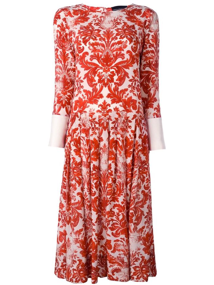 Erika Cavallini Floral Baroque Print Dress, Women's, Size: 40, Red, Silk