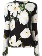 Dolce & Gabbana Tulip Print Jumper, Women's, Size: 42, Black, Silk/cashmere