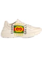 Gucci Rhyton Gucci Logo Leather Sneakers - Nude & Neutrals