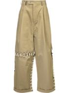 Craig Green Laced Wide Leg Trousers, Men's, Size: Small, Nude/neutrals, Cotton