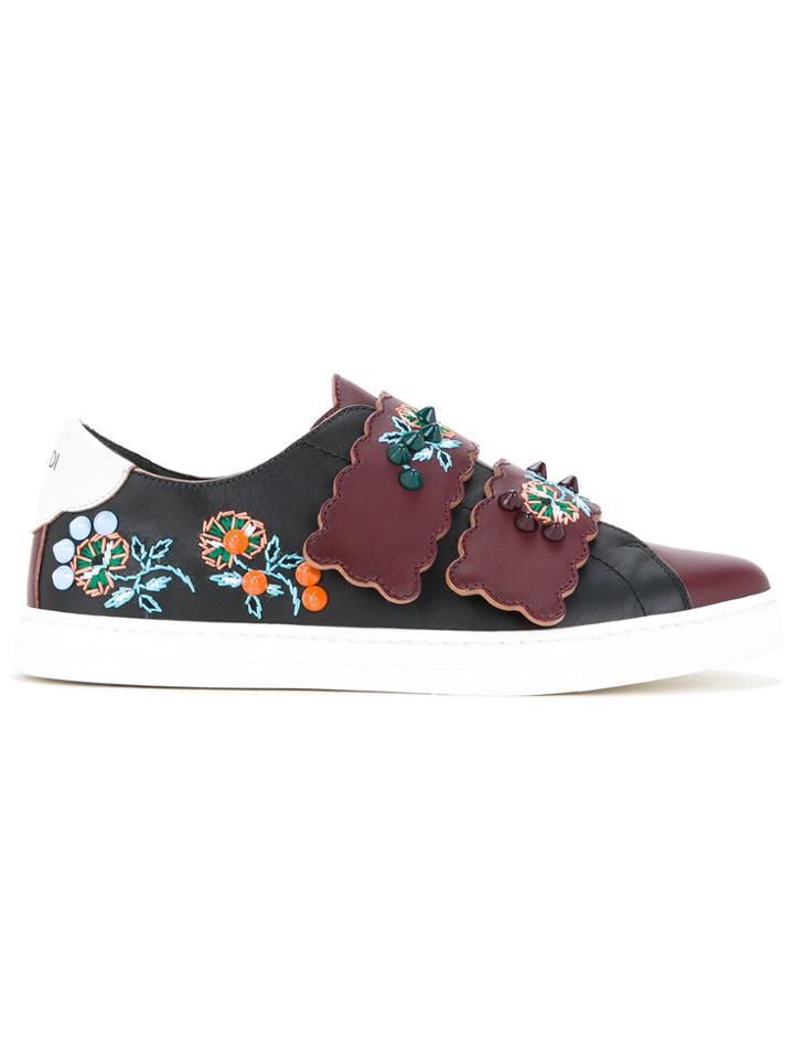 Fendi Floral Patch Sneakers - Black