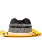 Etro Striped Colour Block Hat, Men's, Size: Medium, Black, Straw/viscose/polyester/cotton