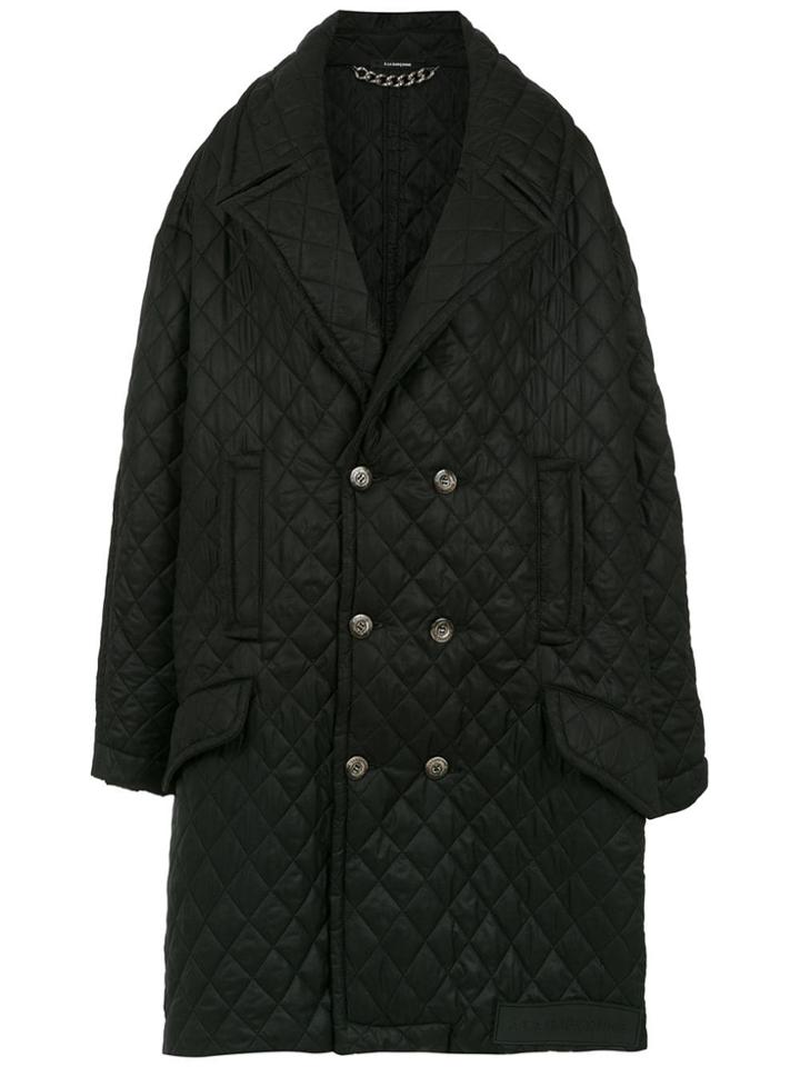 À La Garçonne Oversized Quilted Coat - Black
