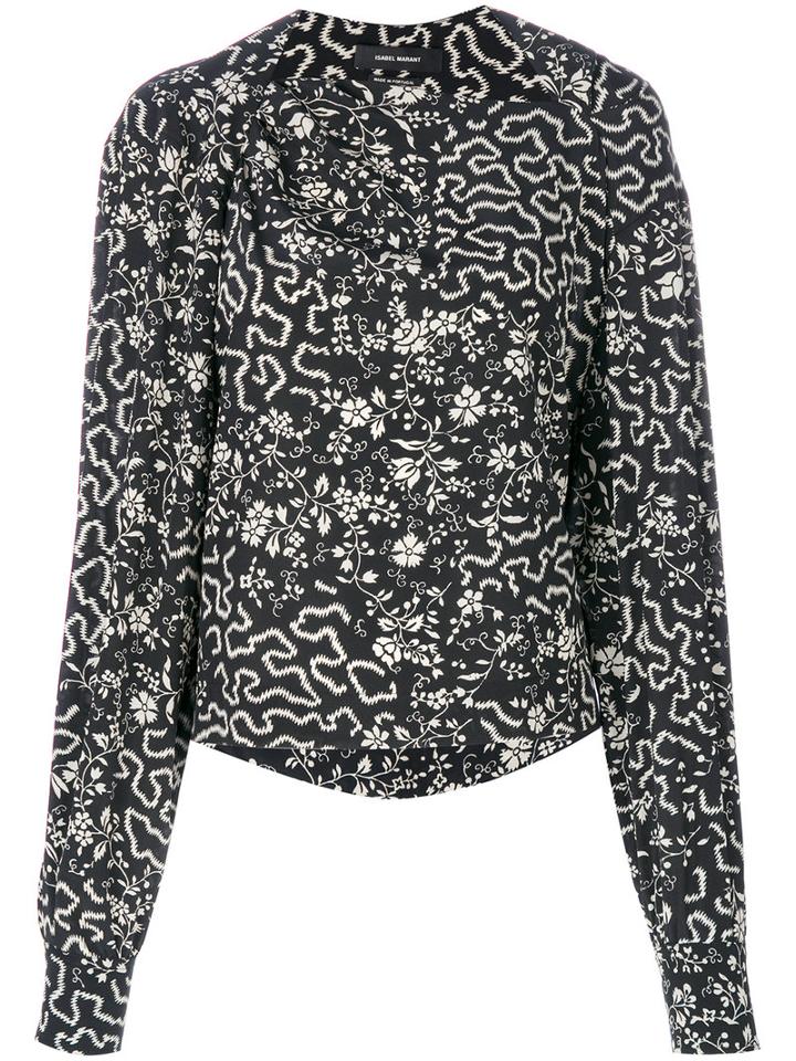 Isabel Marant - Geometric And Floral Print Blouse - Women - Silk/spandex/elastane - 42, Black, Silk/spandex/elastane