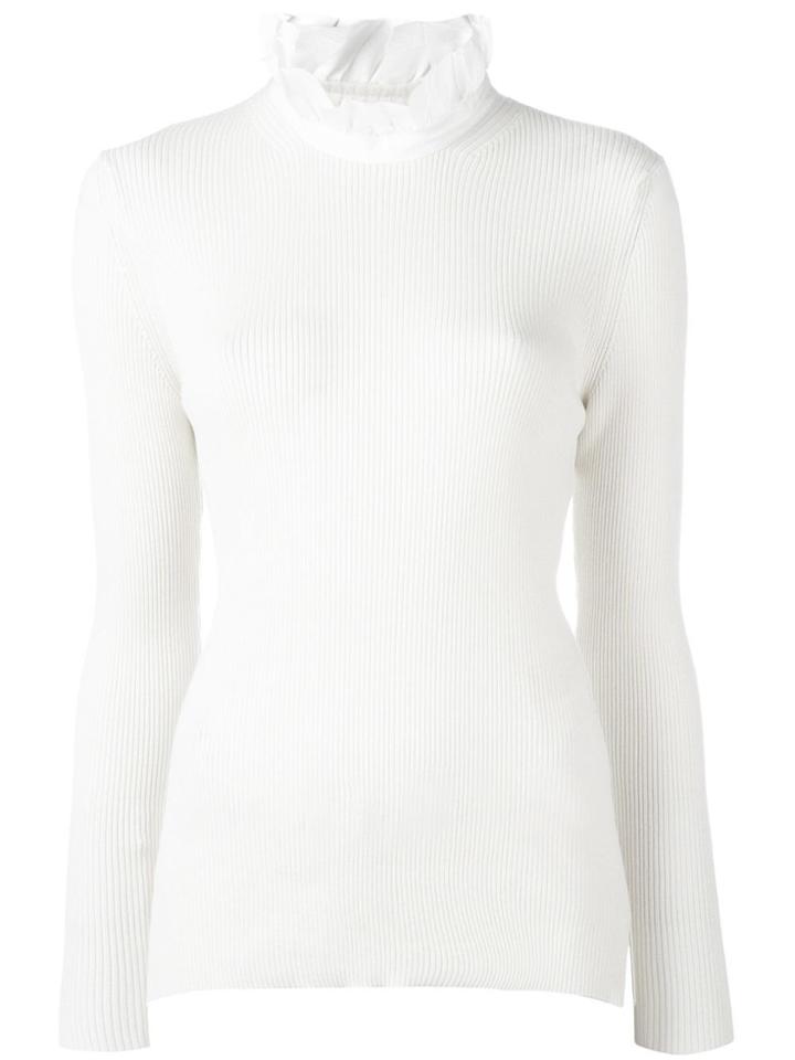 Fendi Ruffled Collar Jumper - White