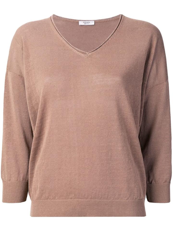 Peserico 3/4 Sleeve Jumper - Brown