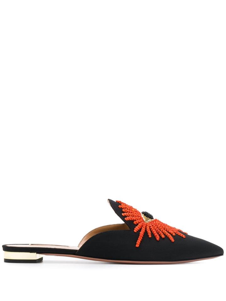 Aquazzura Embroidered Mule - Black