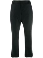 Saint Laurent Cropped Pinstripe Trousers - Black