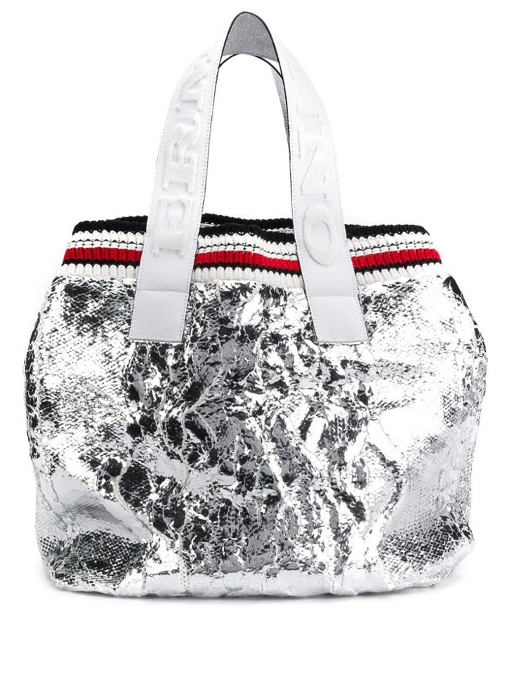 Ermanno Scervino Metallic Tote Bag - Silver