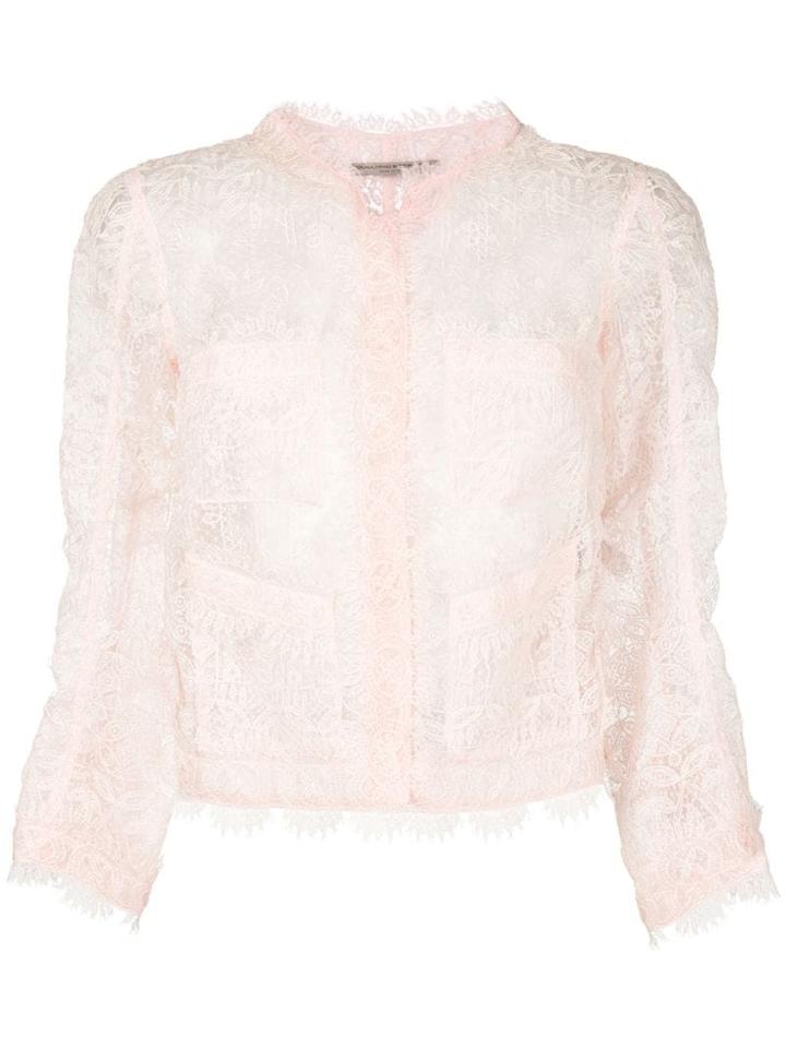 Ermanno Scervino Sheer Lace Cropped Blazer - Pink