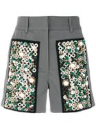 Prada Embellished Patch Shorts - Grey