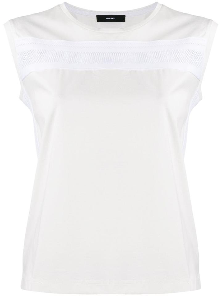 Diesel Perforated Stripe Detail Top - White