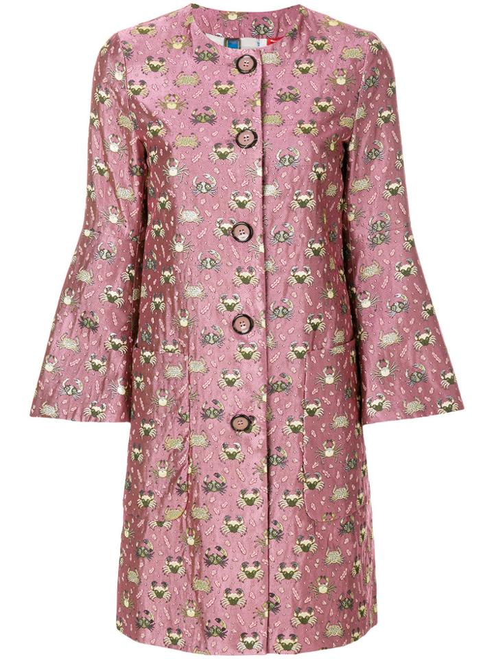 Femme By Michele Rossi Jacquard Coat - Pink & Purple