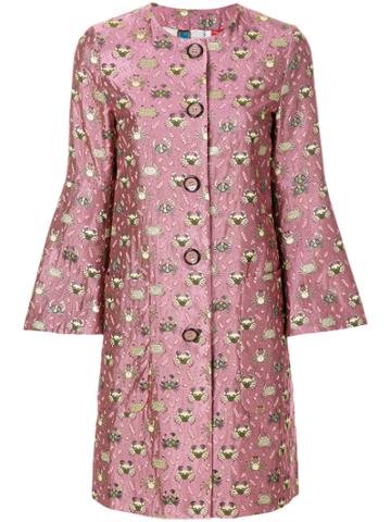 Femme By Michele Rossi Jacquard Coat - Pink & Purple