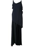 Erika Cavallini - Asymmetric Backless Dress - Women - Silk/acetate - 42, Blue, Silk/acetate