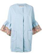 Bazar Deluxe Embroidered Sleeve Coat, Women's, Size: 40, Blue, Cotton/spandex/elastane