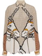 Burberry Unicorn And Monogram Print Silk Shirt - Brown