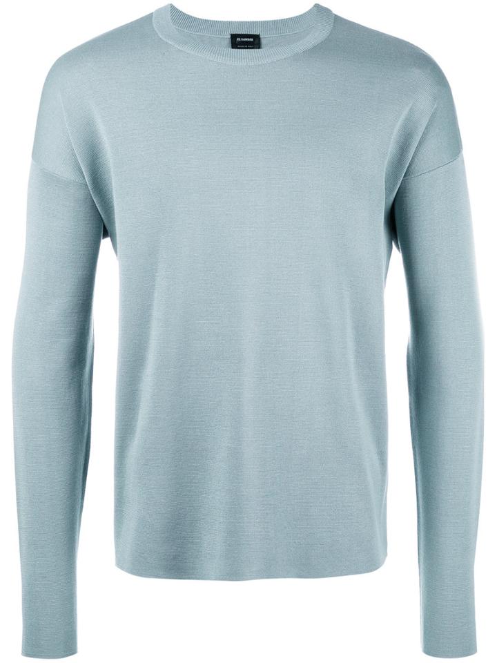 Jil Sander Crew Neck Jumper, Men's, Size: 52, Blue, Cotton