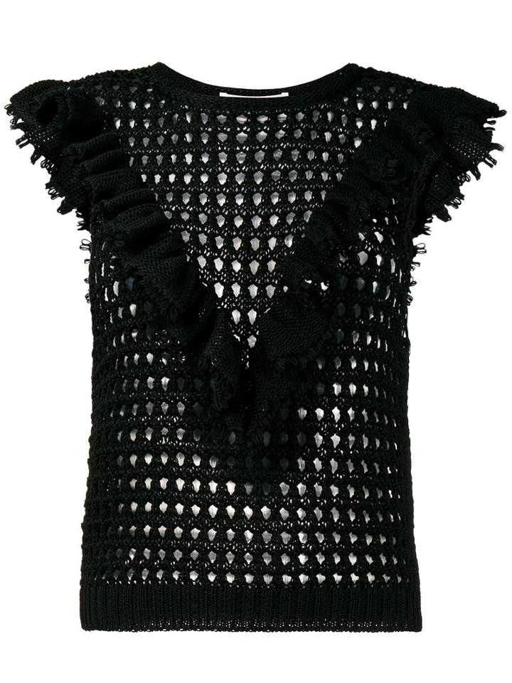Philosophy Di Lorenzo Serafini Knitted Ruffle Top, Women's, Size: 44, Black, Wool