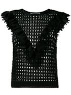 Philosophy Di Lorenzo Serafini Knitted Ruffle Top, Women's, Size: 44, Black, Wool
